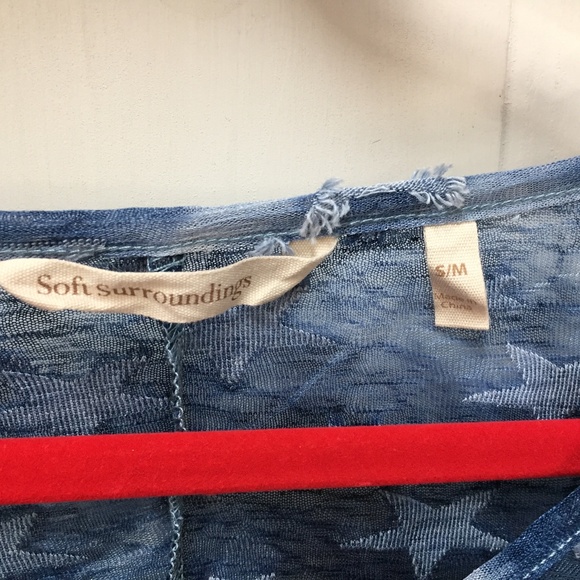 Soft Surroundings Sheer Blue & White Star Top Small/ Medium - Picture 6 of 16